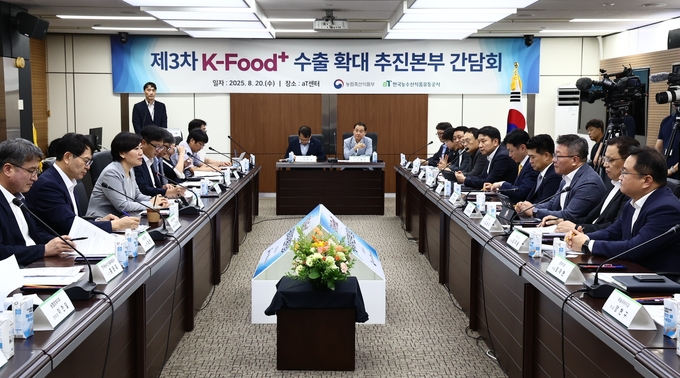 이번 간담회는 미국 상호관세(15%) 발표 이후 수출기업과의 첫 간담회로 K-푸드+의 상반기 수출 상승세(66억7000만불, 전년대비 7.1% 증가)를 연말까지 이어 나가기 위하여 마련됐다.